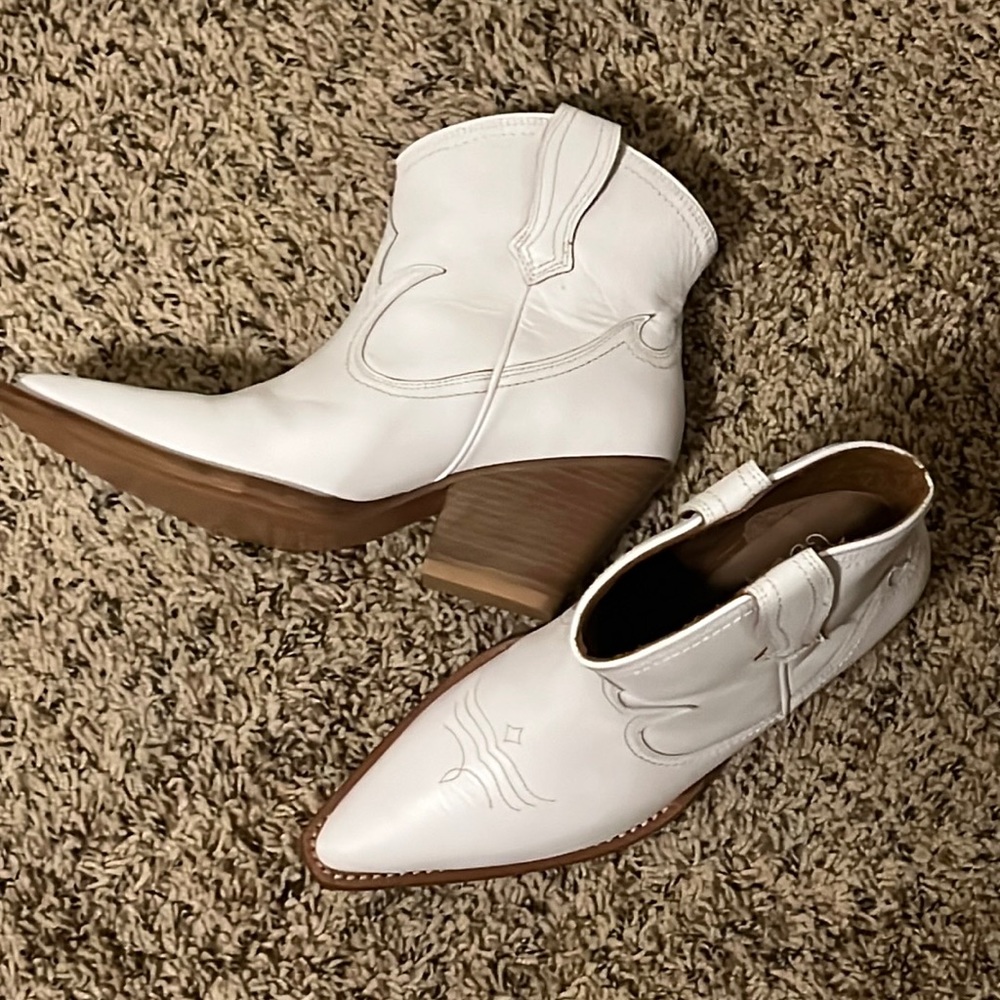 Thursday Boots white cowboy bootie